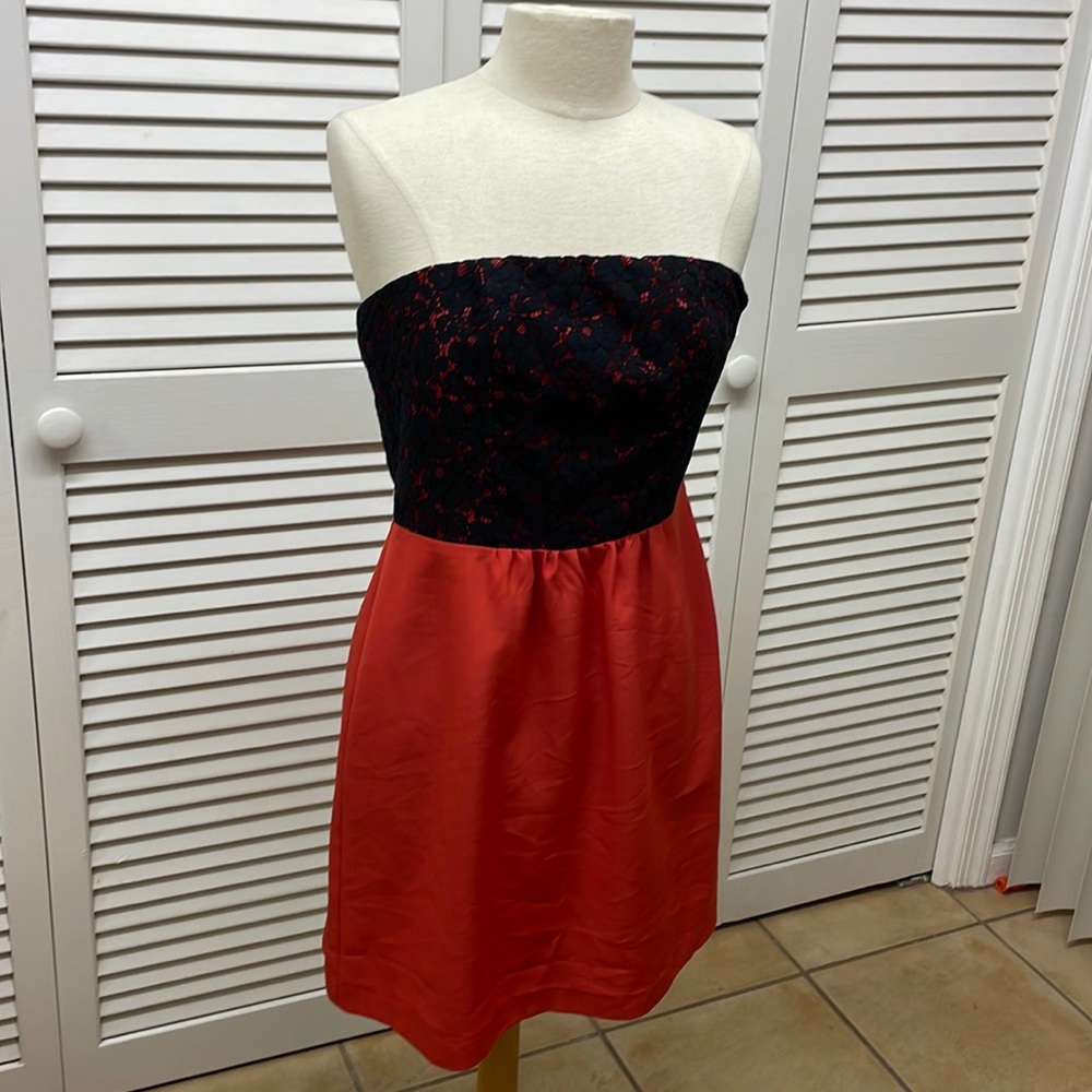 The limited Red Black Lace Strapless Dress Size 6